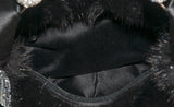 Fur Crystal Black Handbag