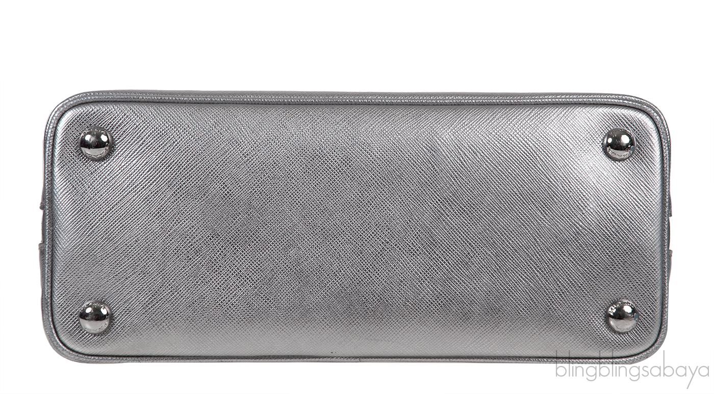 Silver Saffiano Promenade Top Handle Bag