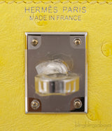 Kelly 20 Mini II Sellier Jaune Citron Ostrich PHW