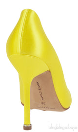 Manolo Blahnik Yellow Satin Hangisi Pump