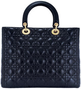 Lady Dior Large Black Quilted Bag