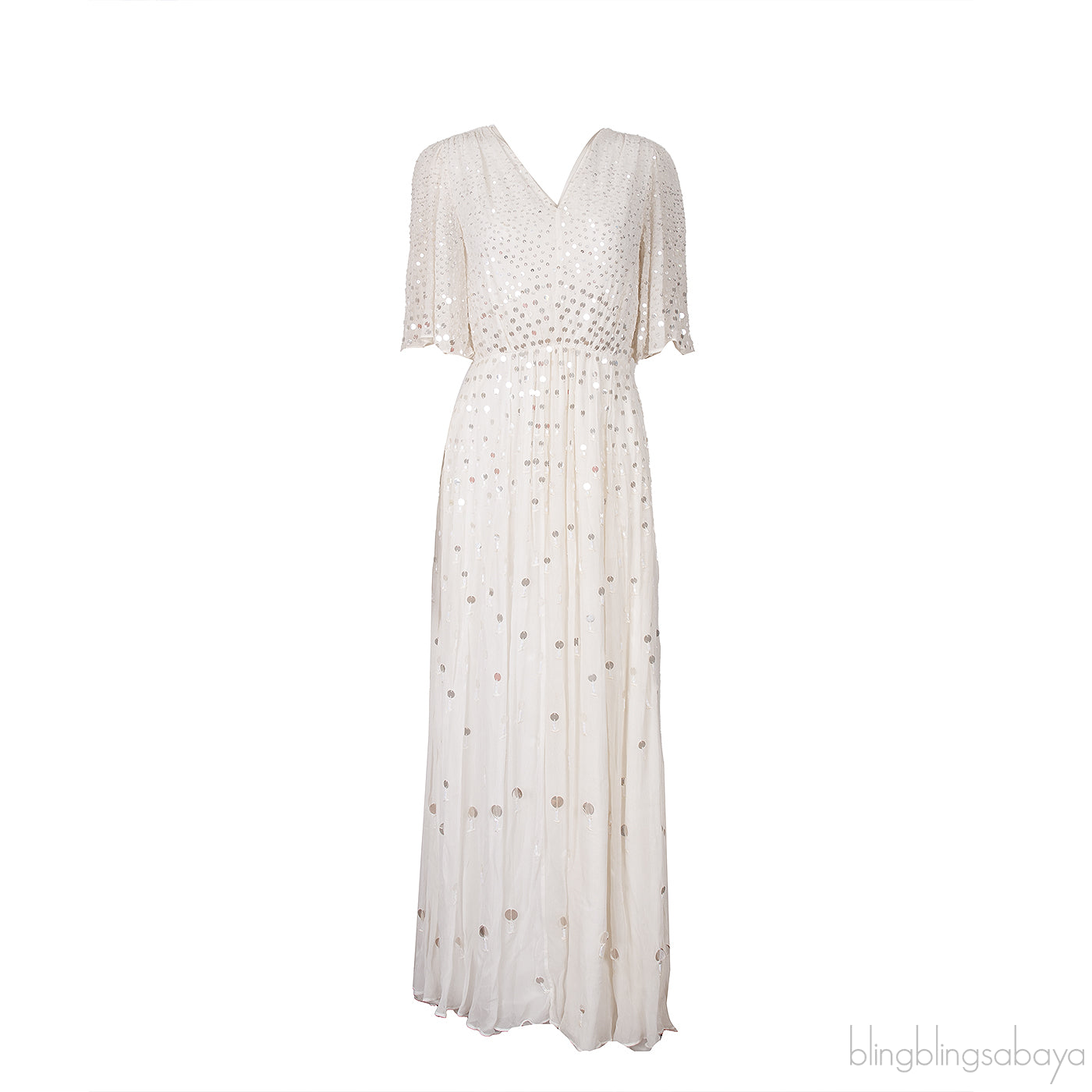 Topiary V-Neck Sequin Embellished Dress