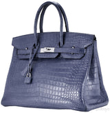 Birkin 35 Brighton Blue Matte Porosus