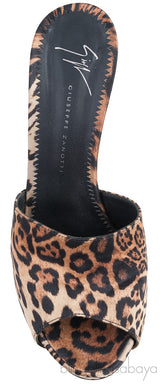 Giuseppe Zanotti Leopard Print Satin Mule Slides