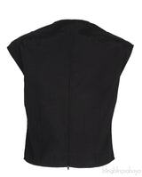 Black Cut-out Tasseled Woven Top