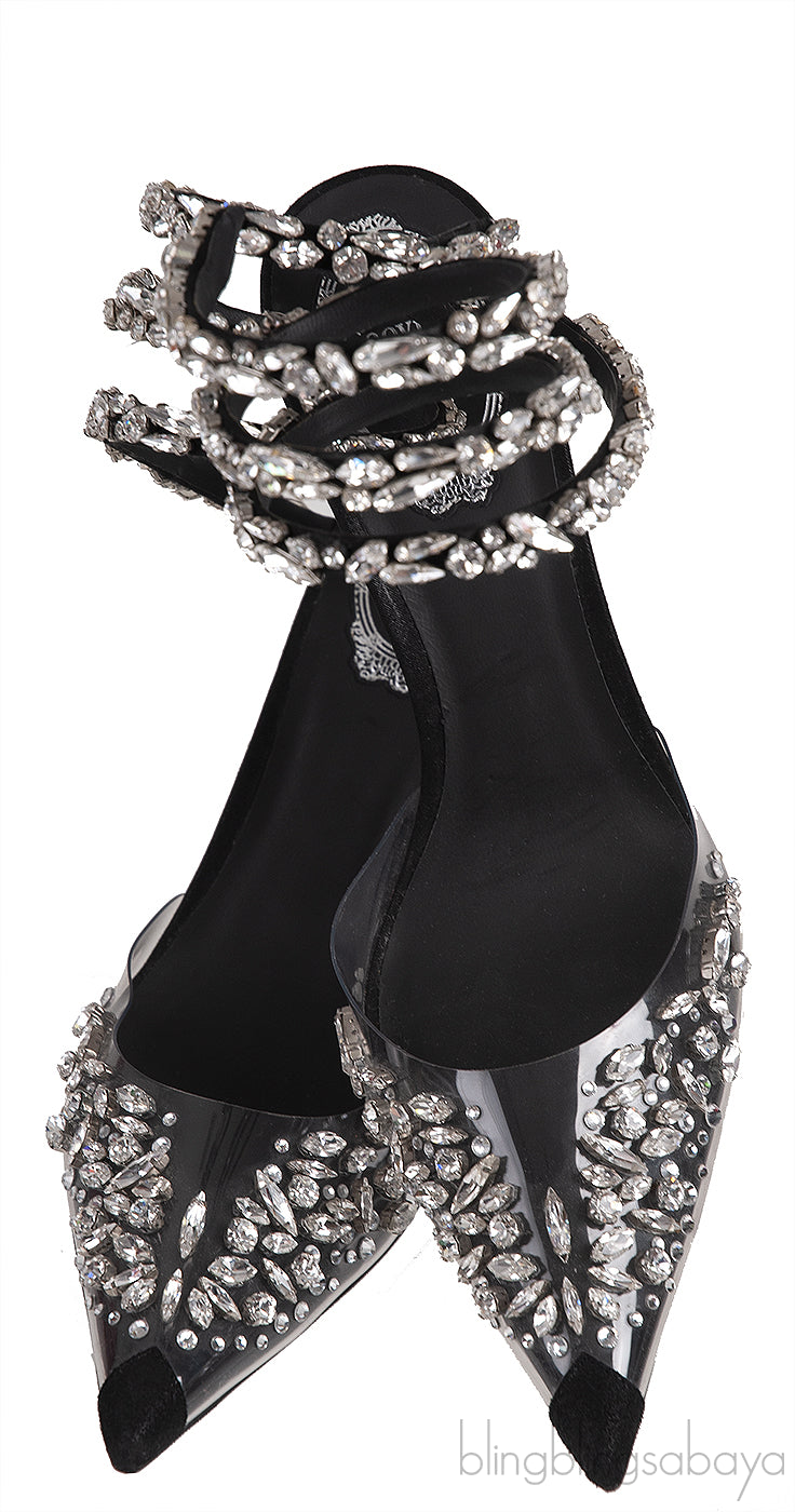 Pointed Toe PVC Swirl Sandals