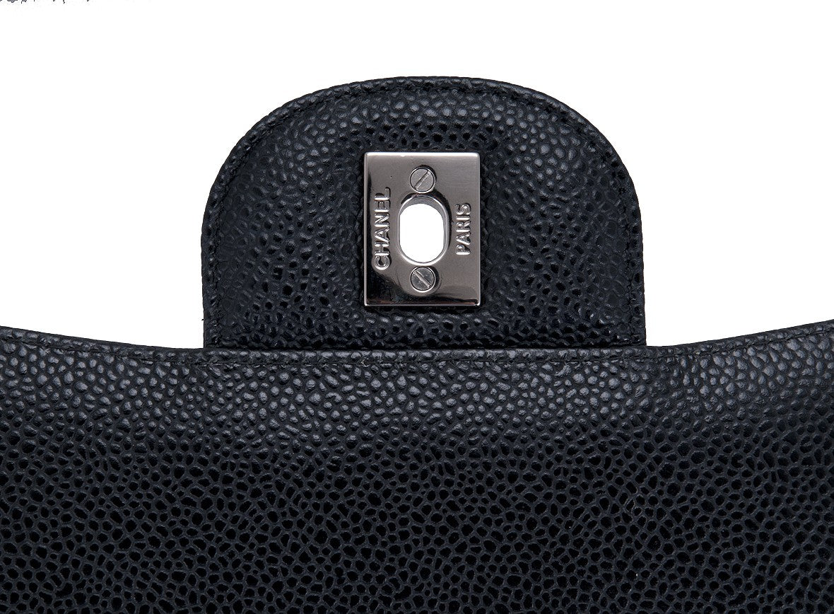 Black Caviar Jumbo Double Flap Bag