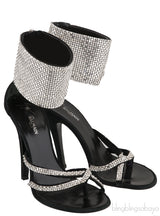 Black Crystal Suede Sandals