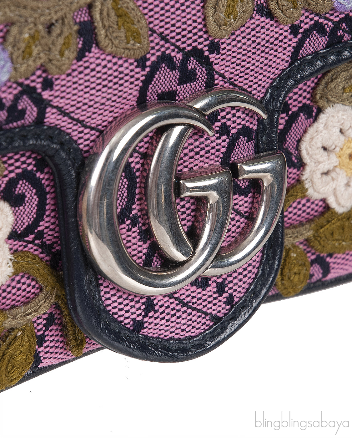 Pink GG Marmont Embroidery Super Mini Bag