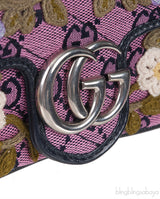 Pink GG Marmont Embroidery Super Mini Bag