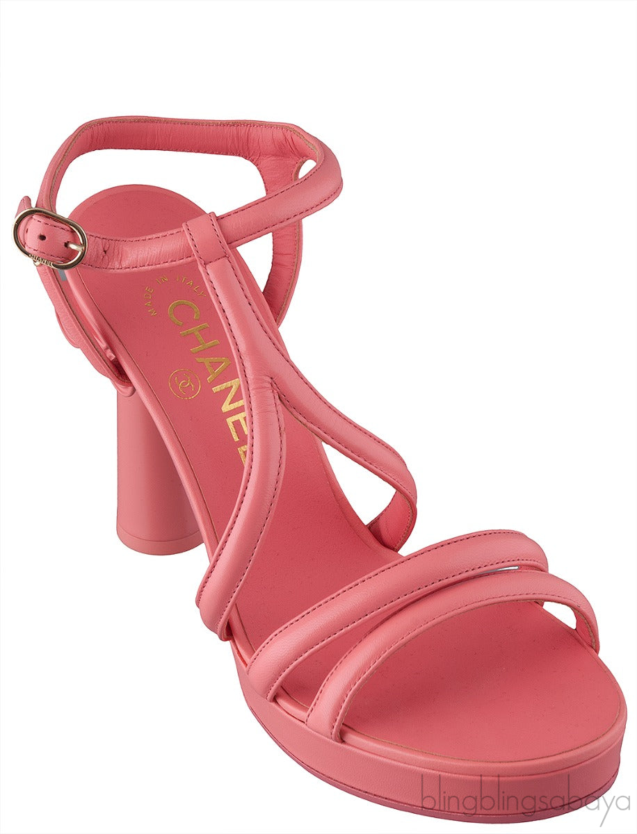 Parthenon Grecian Gladiator Column Heels Coral Pink