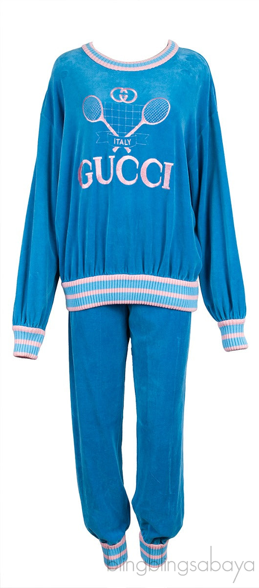 Blue Velvet Tennis Sweatshirt & Pants