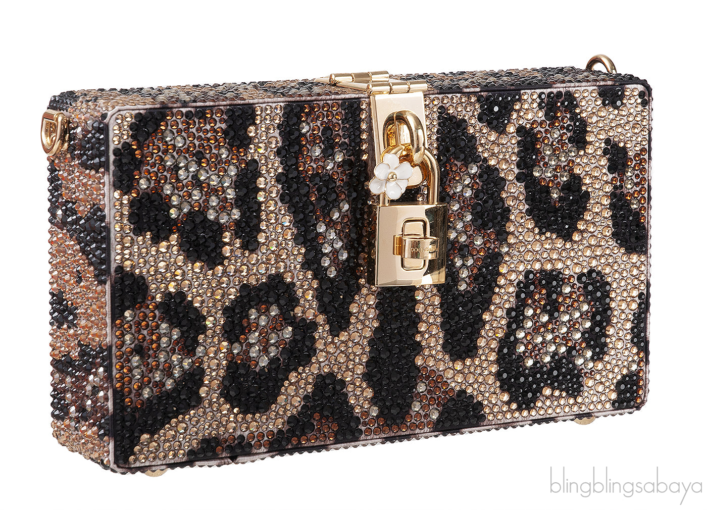 Dolce & Gabbana Leopard Crystal Hard Clutch Shoulder Bag