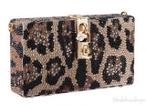 Dolce & Gabbana Leopard Crystal Hard Clutch Shoulder Bag