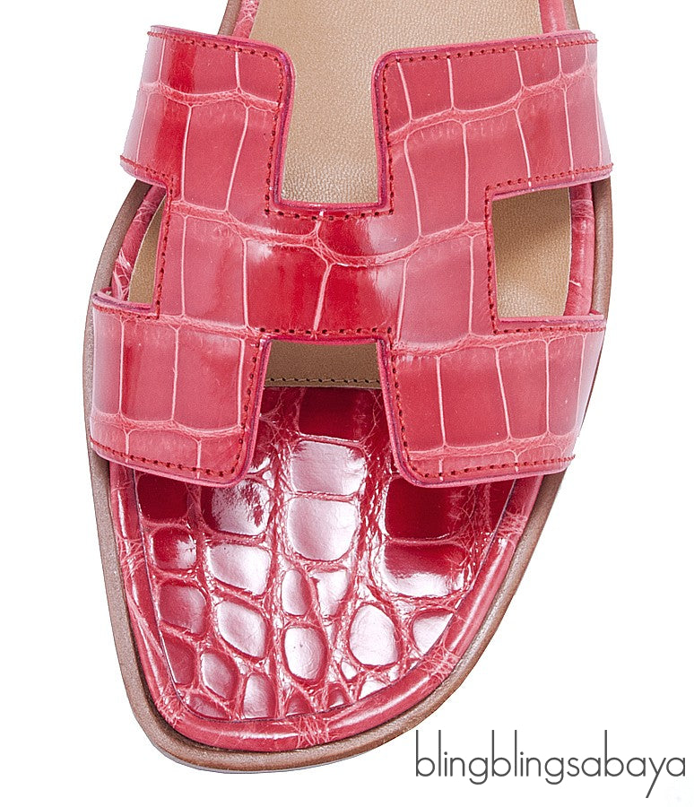 Oran Sandals Bordeaux Alligator