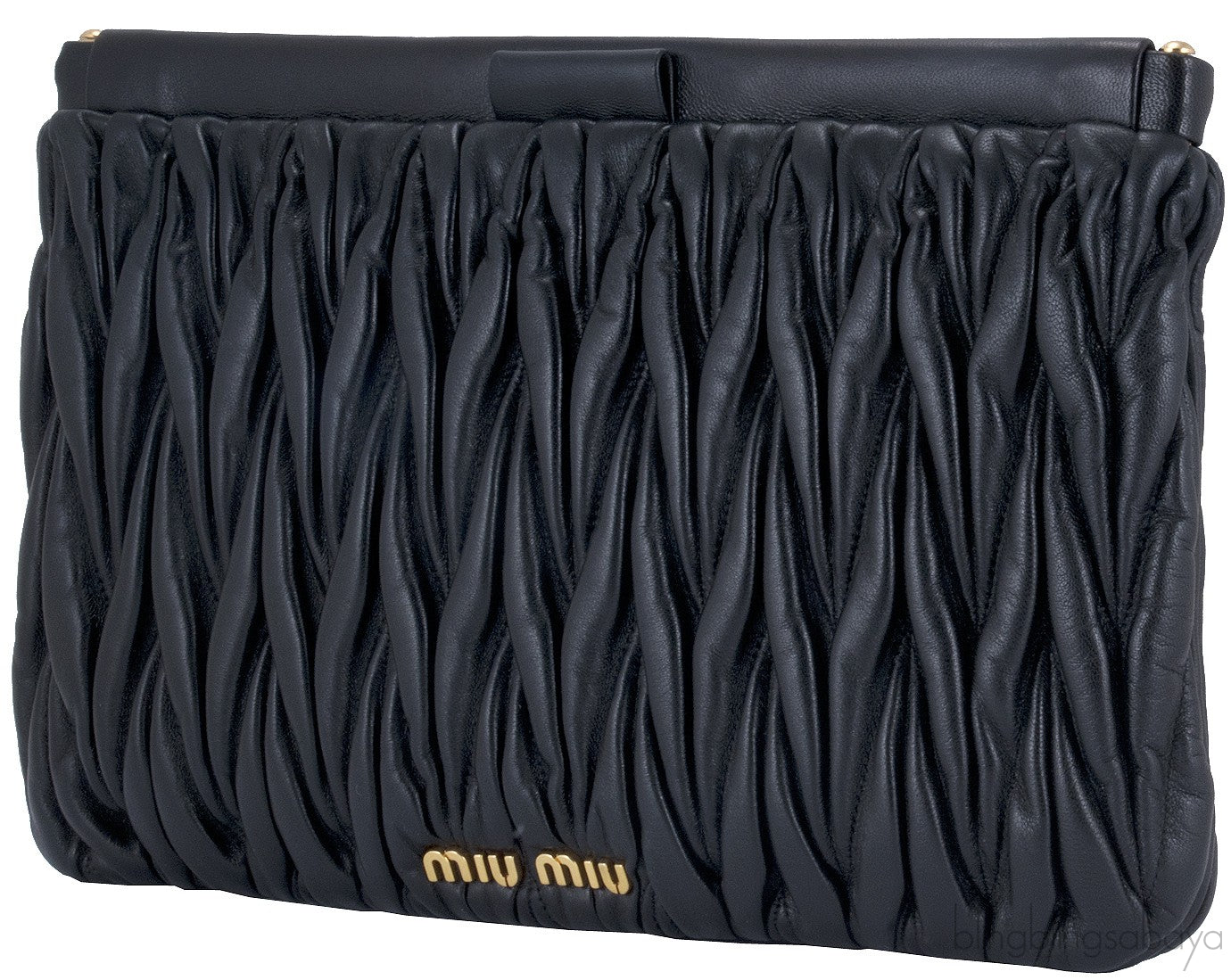 Black Matelasse Leather Clutch