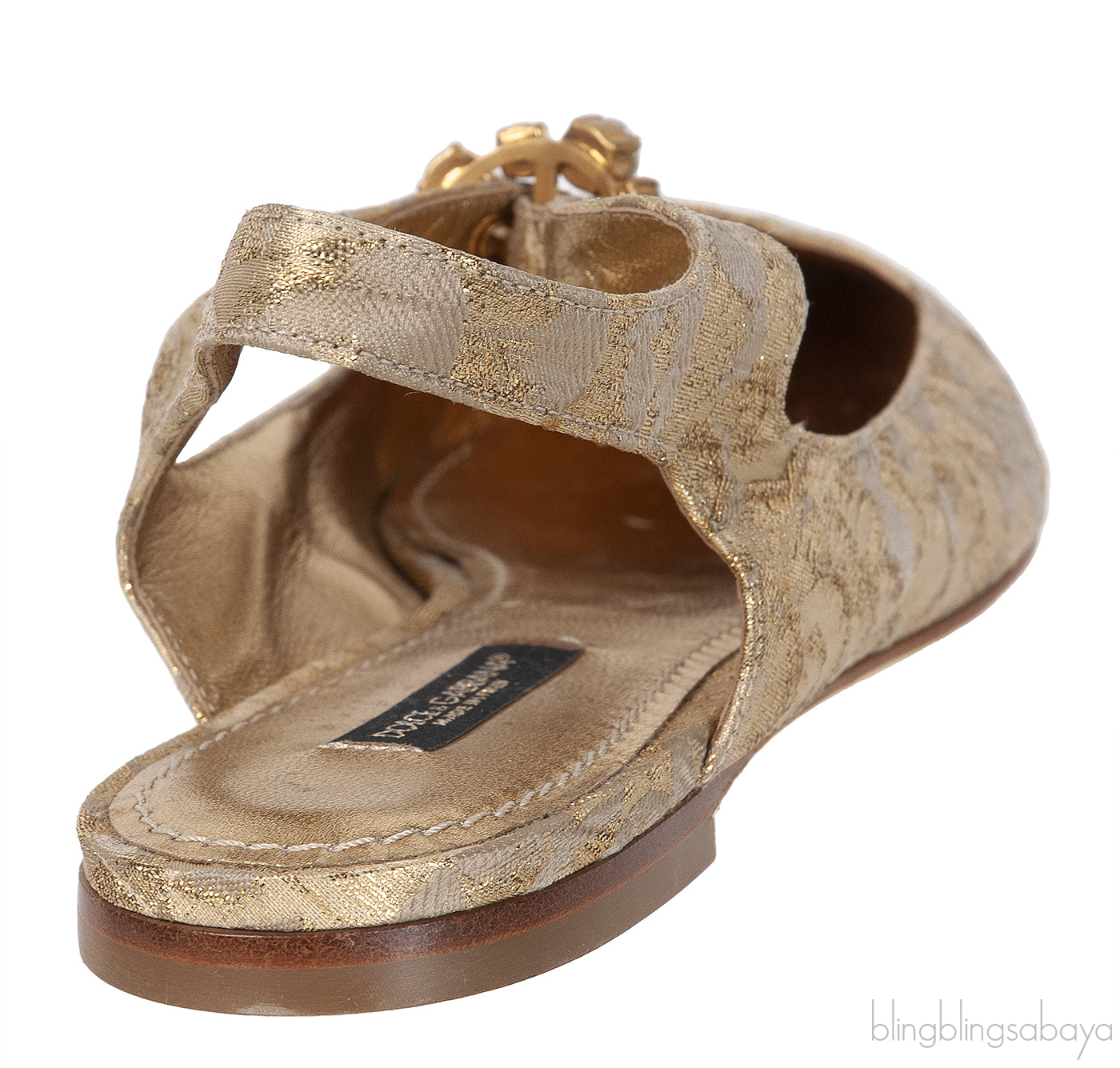Dolce & Gabbana Metallic Gold Pointed Toe Flat Shoes