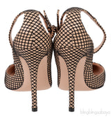 Nude/Black Net Slingback Pointed Toe Heels