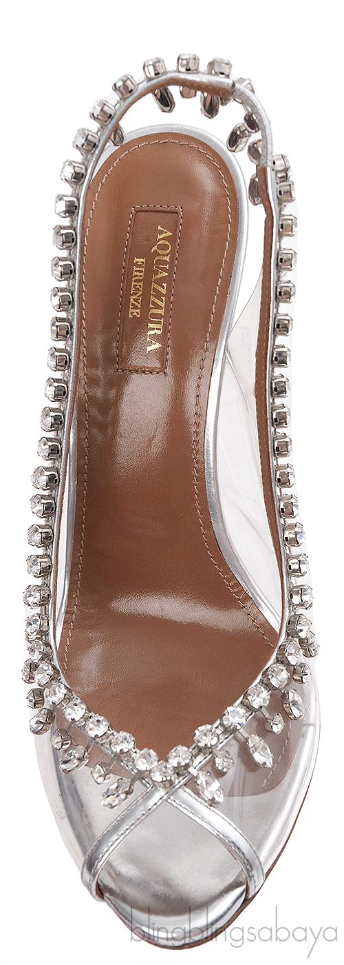 Aquazzura PVC Crystal Slingback Heels