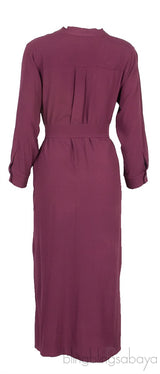 Plum V-Neck Asymmetric Front Dress