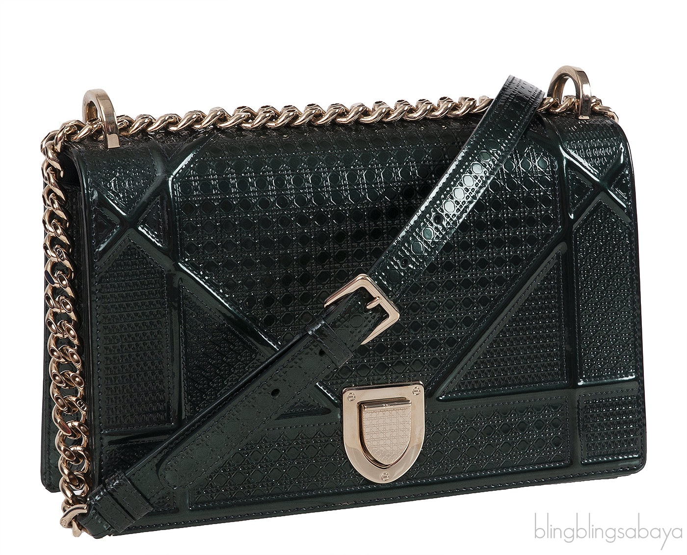 CHRISTIAN DIOR Diorama Emerald Green Flap Shoulder Bag
