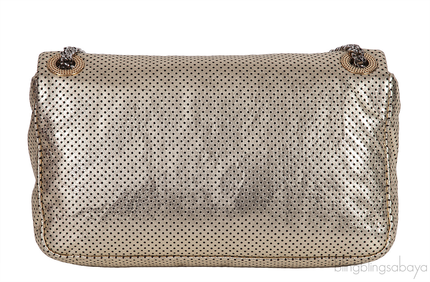 Metallic Gold Perforated Drill Flap Bag