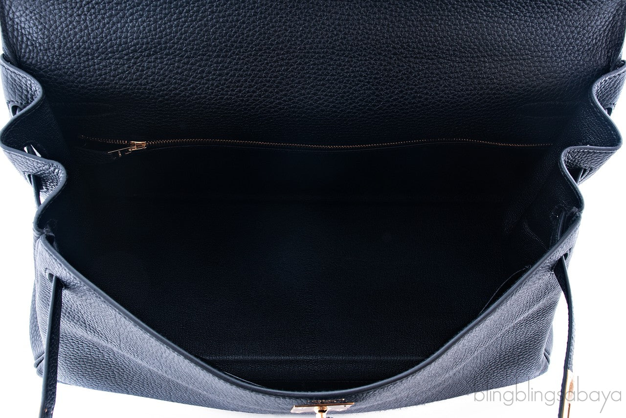 Kelly 35 Black Togo Retourne