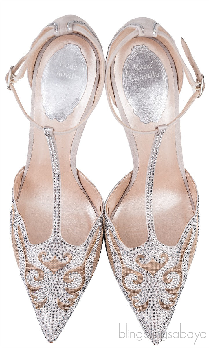 Crystal Emb. Mesh Trimmed Pumps