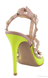 Neon Green Rockstud Leather Pump