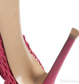 GIANVITO ROSSI Pink Leather Trimmed Fishnet Pump 38