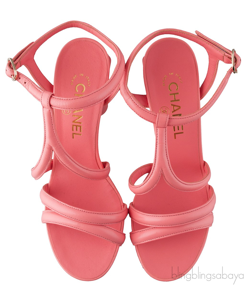 Parthenon Grecian Gladiator Column Heels Coral Pink