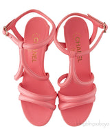 Parthenon Grecian Gladiator Column Heels Coral Pink
