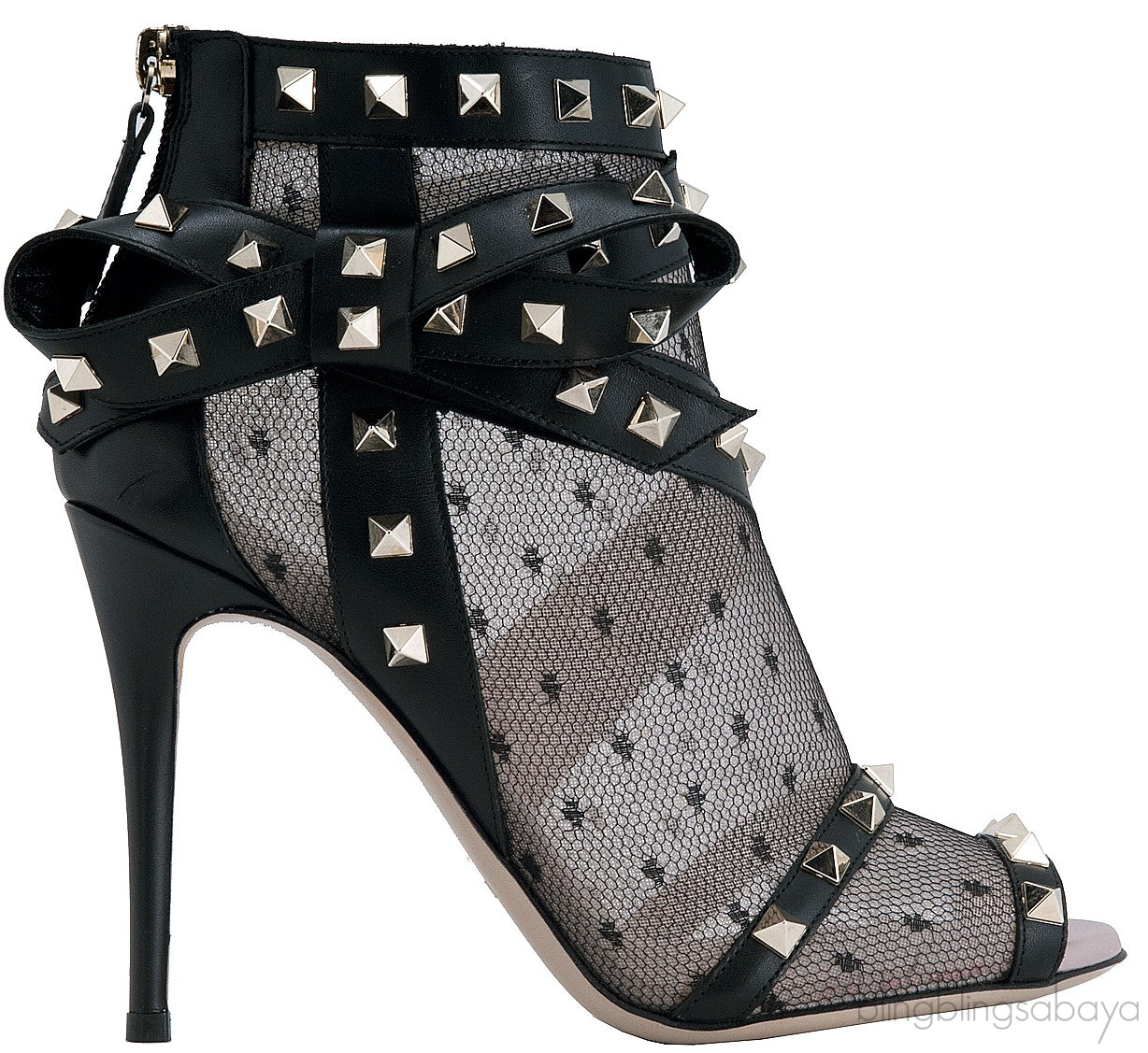 Lace Net Peep Toe Bootie