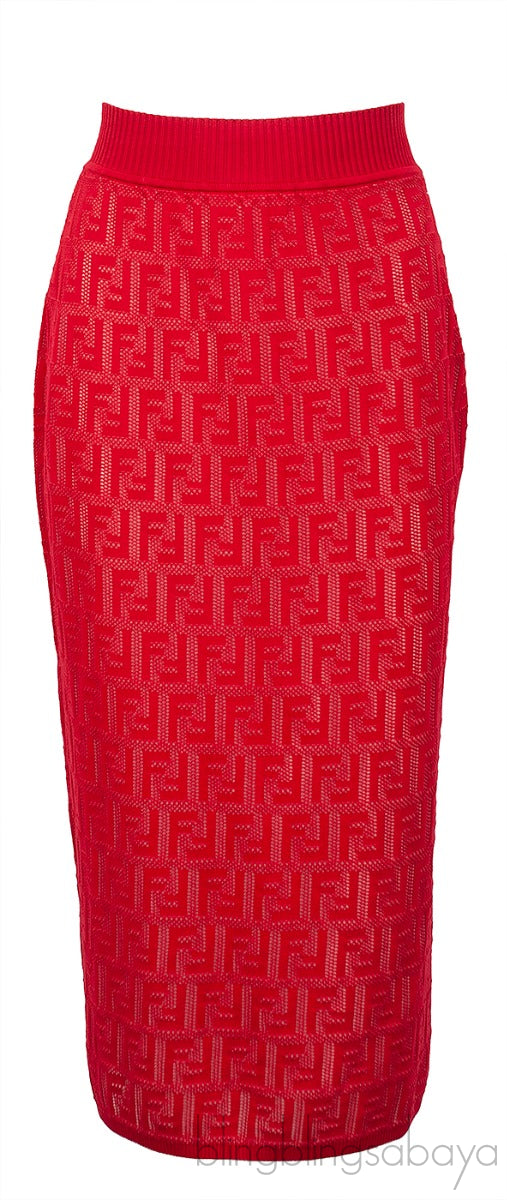 Red FF Knitted Skirt