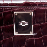 Kelly Cut Porosus Crocodile Bordeaux