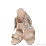 Champagne Satin Fibiona Slide Sandals