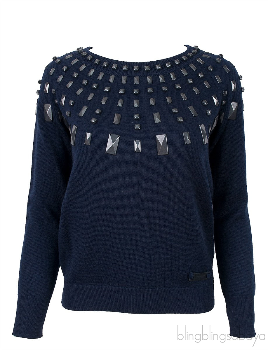 Blue Studded Sweatshirt