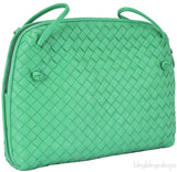 Green Intrecciatio Clutch Crossbody Bag