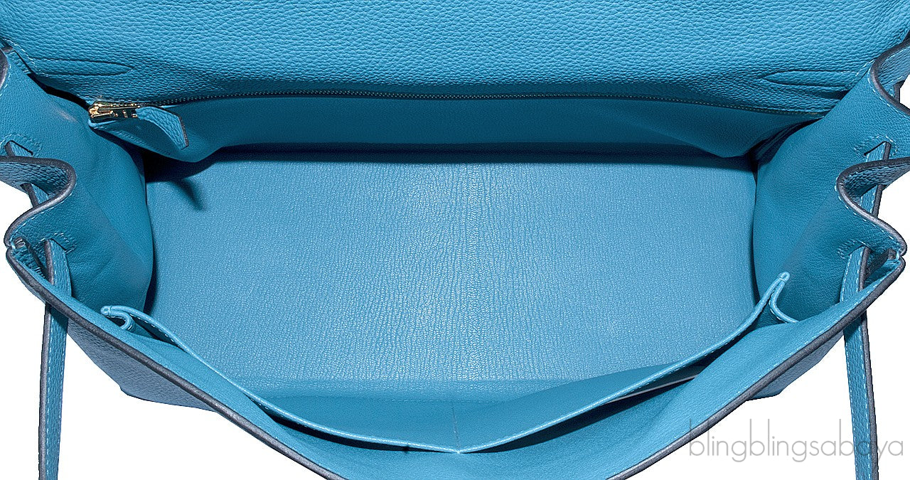 Kelly 35 Blue Turquoise Togo GHW