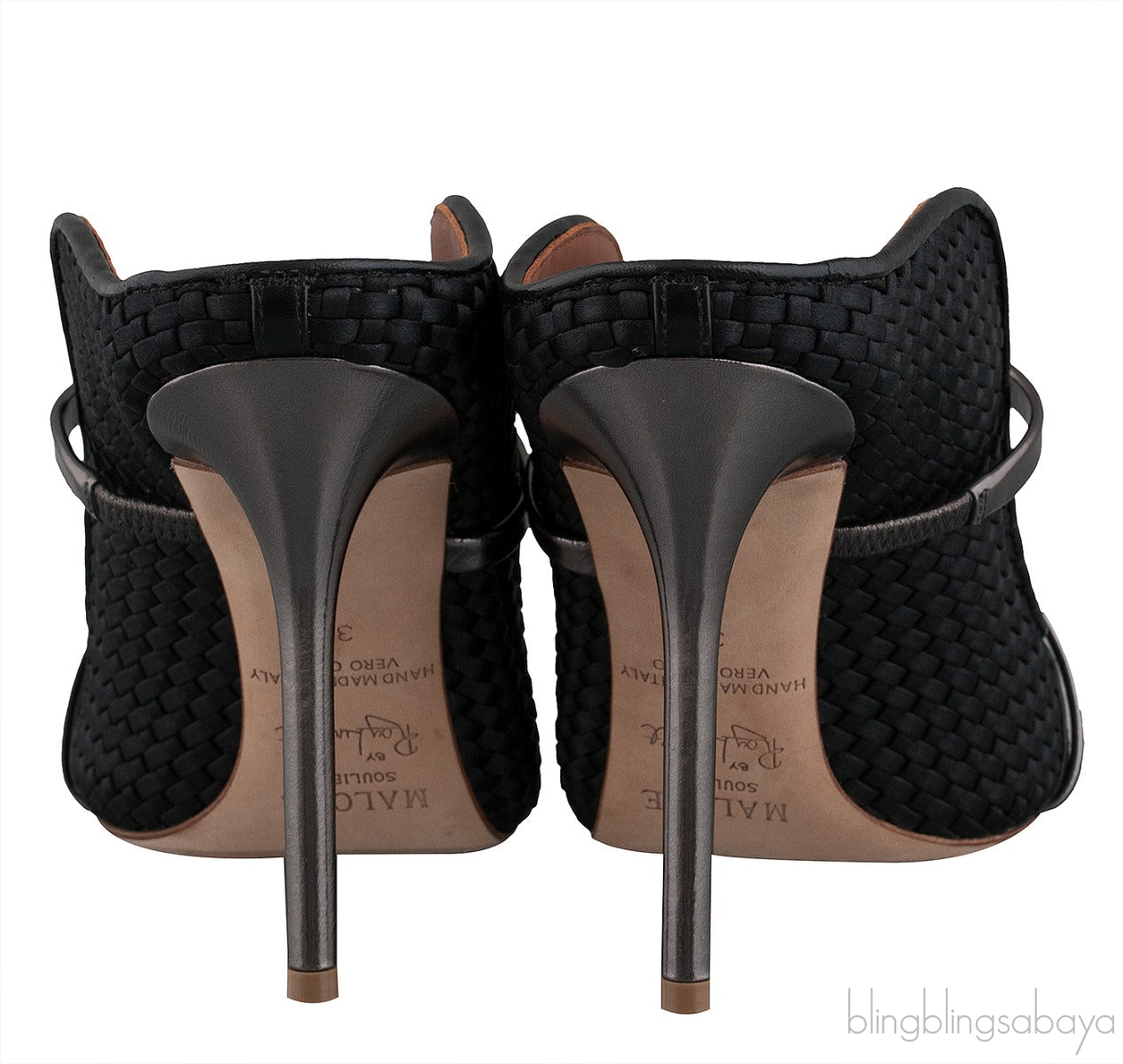 Maureen Black Woven Satin Mules