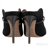 Maureen Black Woven Satin Mules