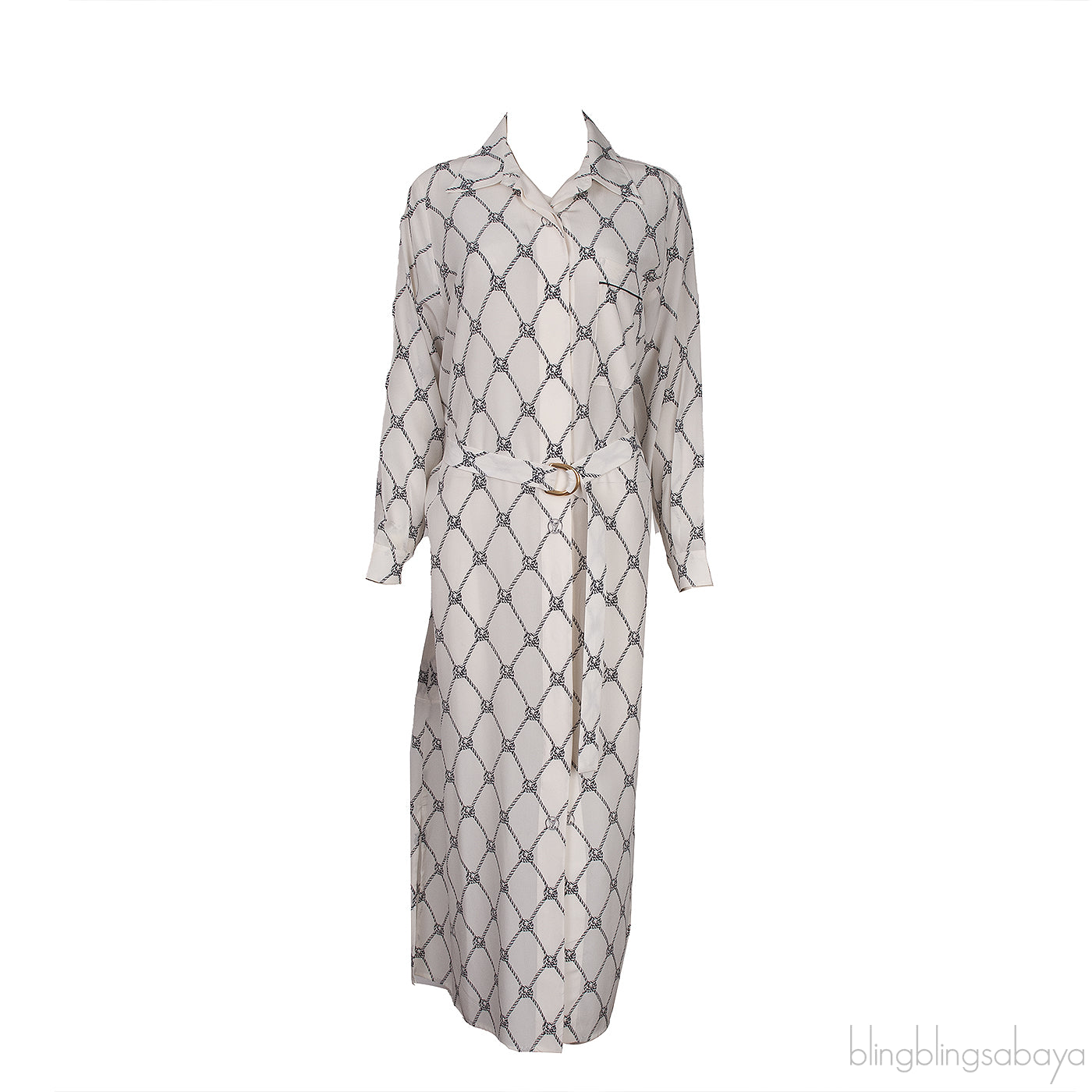 White Robe Printed Dress