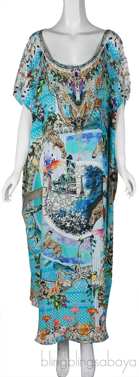 Leopard Print Turquoise Kaftan