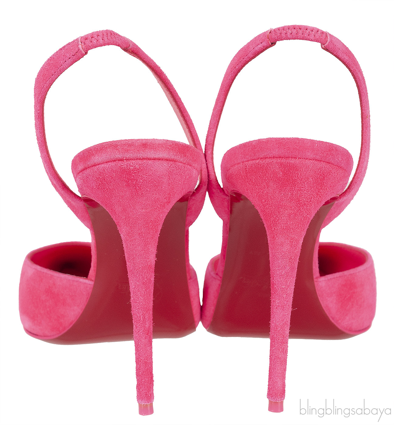 Neon Pink Suede Slingback Heels