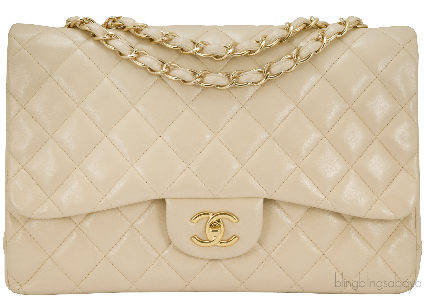 Beige CC Jumbo Flap Bag