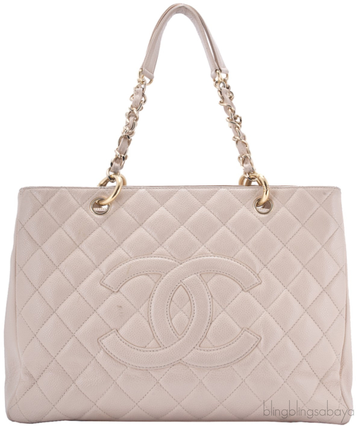 Beige Caviar Shopping Tote