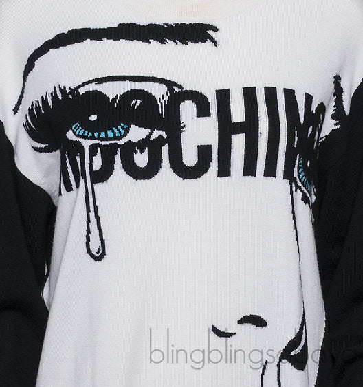 Face & Logo Black Long Sweater