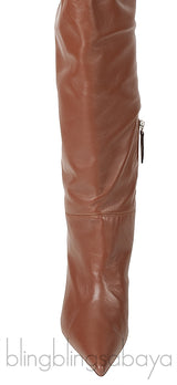 Brown Thigh-high Leather Boots