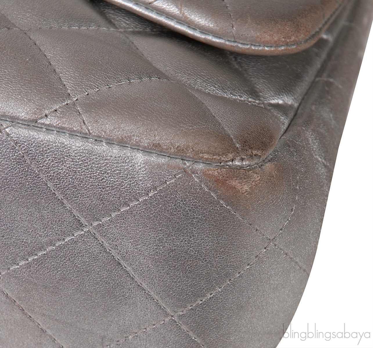 Chanel Silver Quilted Classic Jumbo Flap Bag PHW
