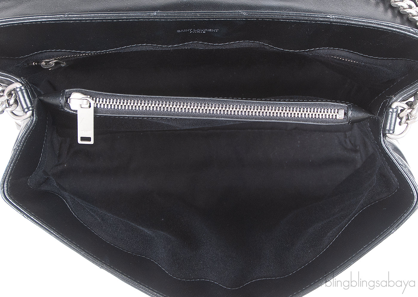 Yves Saint Laurent Black Medium LouLou Chevron PHW
